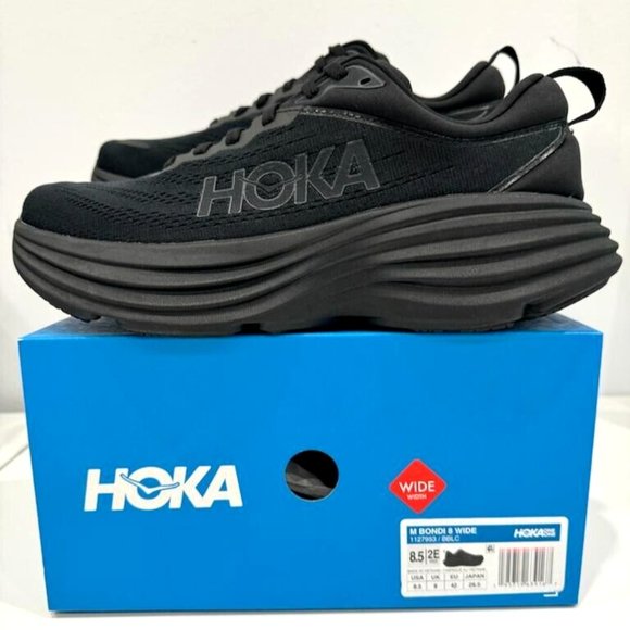 HOKA Men's Bondi8 WIDE Running Shoes Sneaker 1127953 BLACK WIDE SIZES - Picture 2 of 11